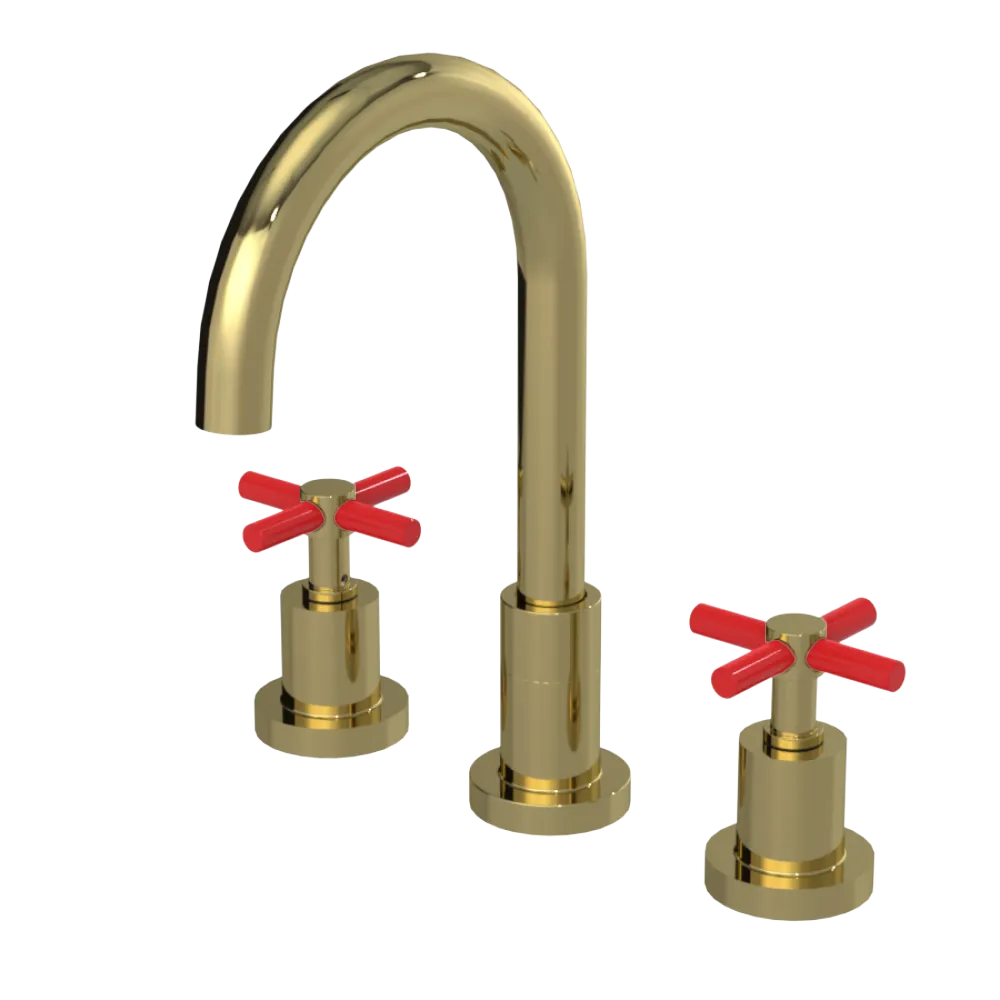 Rubinet Widespread Kitchen Set with LaSalle Spout Natural Brass