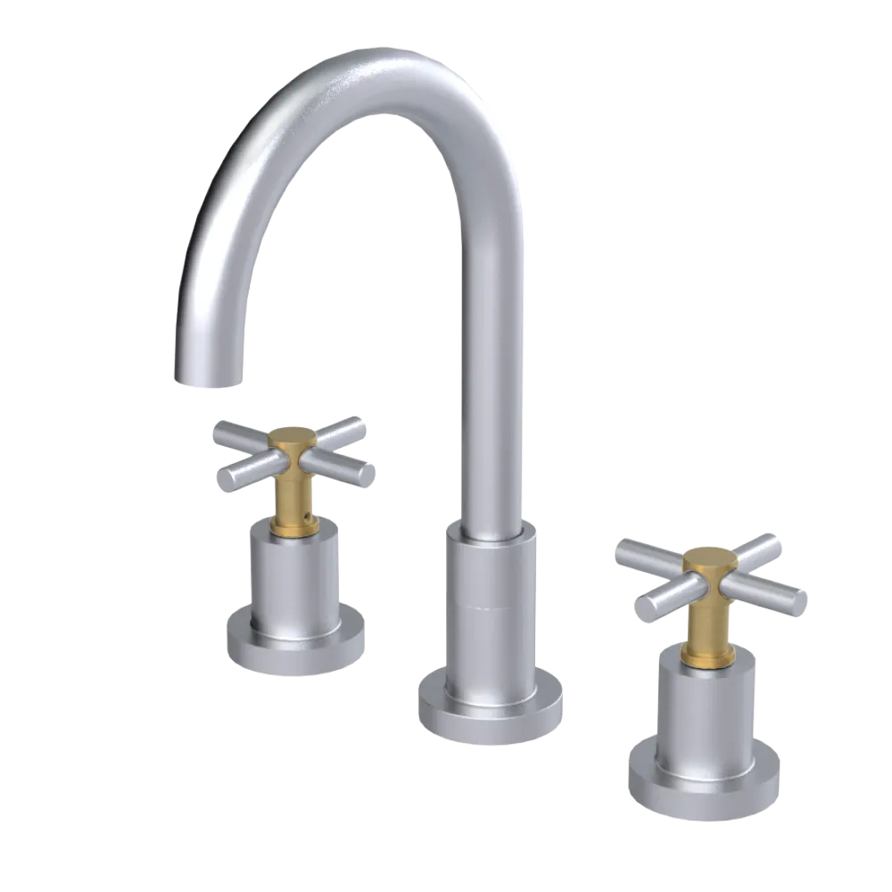 Rubinet Widespread Kitchen Set with LaSalle Spout Satin Chrome