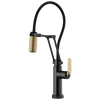 Litze SmartTouch Articulating Kitchen Faucet with Industrial Handle - Matte Black / Brilliance® Luxe Gold®