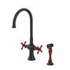 Rubinet Two Handle Single Hole Kitchen Set with Hand Spray Matt Black