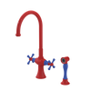 Rubinet Two Handle Single Hole Kitchen Set with Hand Spray Red