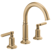 Brizo Invari Widespread Lavatory Faucet with Arc Spout - Less Handles 1.2 GPM - Complete Kit - Brilliance® Luxe Gold®