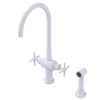 Rubinet Two Handle Single Hole Kitchen Set with LaSalle Spout with Hand Spray Matt White