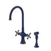 Rubinet Two Handle Single Hole Kitchen Set with Hand Spray Midnight Blue