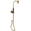 Rubinet Hand Held Shower Bidet with Extended Reach & Dual Function Spray Including Wall Bracket with Supply & Hose (Square) Gold