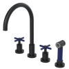 Rubinet Widespread Kitchen Set with LaSalle Spout with Hand Spray Matt Black