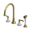Rubinet Widespread Kitchen Set with Hand Spray Natural Brass