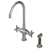 Rubinet Two Handle Single Hole Kitchen Set with LaSalle Spout with Hand Spray Satin Nickel