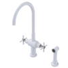 Rubinet Two Handle Single Hole Kitchen Set with LaSalle Spout with Hand Spray White