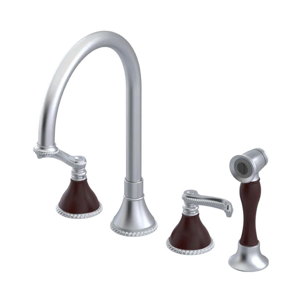 Rubinet Widespread Kitchen Set with Hand Spray Satin Chrome