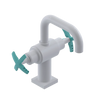 Rubinet Single Hole Dual Handle Lav. Set. with Genesis spout (less drain) White