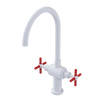 Rubinet Two Handle Single Hole Kitchen Set with LaSalle Spout White