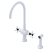 Rubinet Two Handle Single Hole Kitchen Set with LaSalle Spout with Hand Spray Matt White