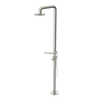 Rubinet Pressure Balance Outdoor Shower with Hand Held Shower & 10" Shower Head (with shelf) - 304 Stainless Steel Polished Nickel
