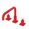 Rubinet Widespread Kitchen Set with Genesis Spout Red
