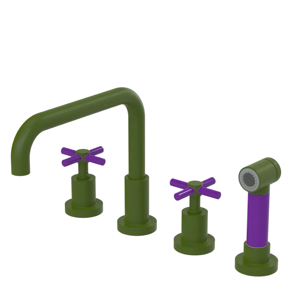 Rubinet Widespread Kitchen Set with Hand Spray Green Envy