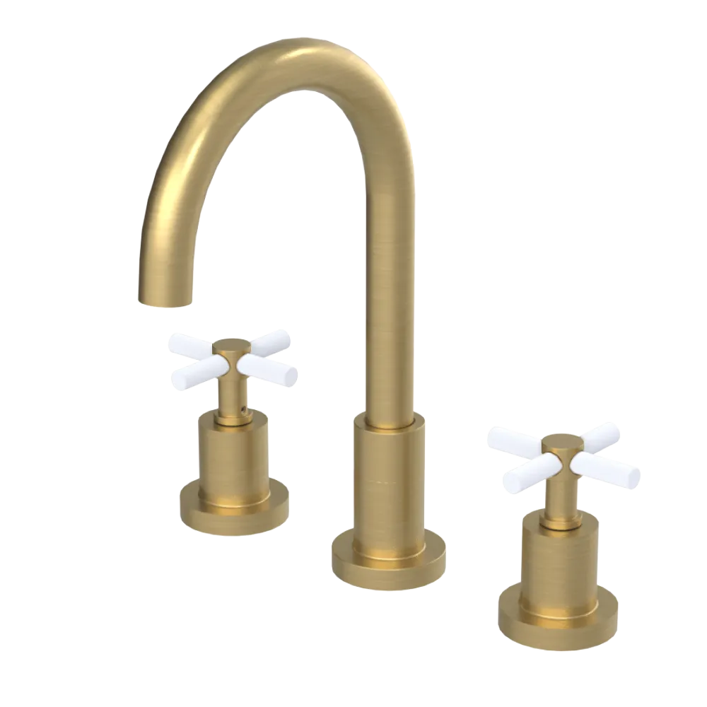 Rubinet Widespread Kitchen Set with LaSalle Spout Satin Brass