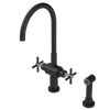 Rubinet Two Handle Single Hole Kitchen Set with LaSalle Spout with Hand Spray Matt Black