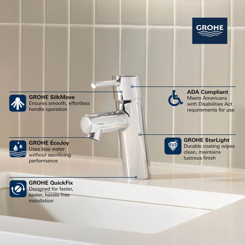 Concetto™ Single Hole Single-Handle S-Size Bathroom Faucet 1.2 Gpm Less Drain - Golzar Home