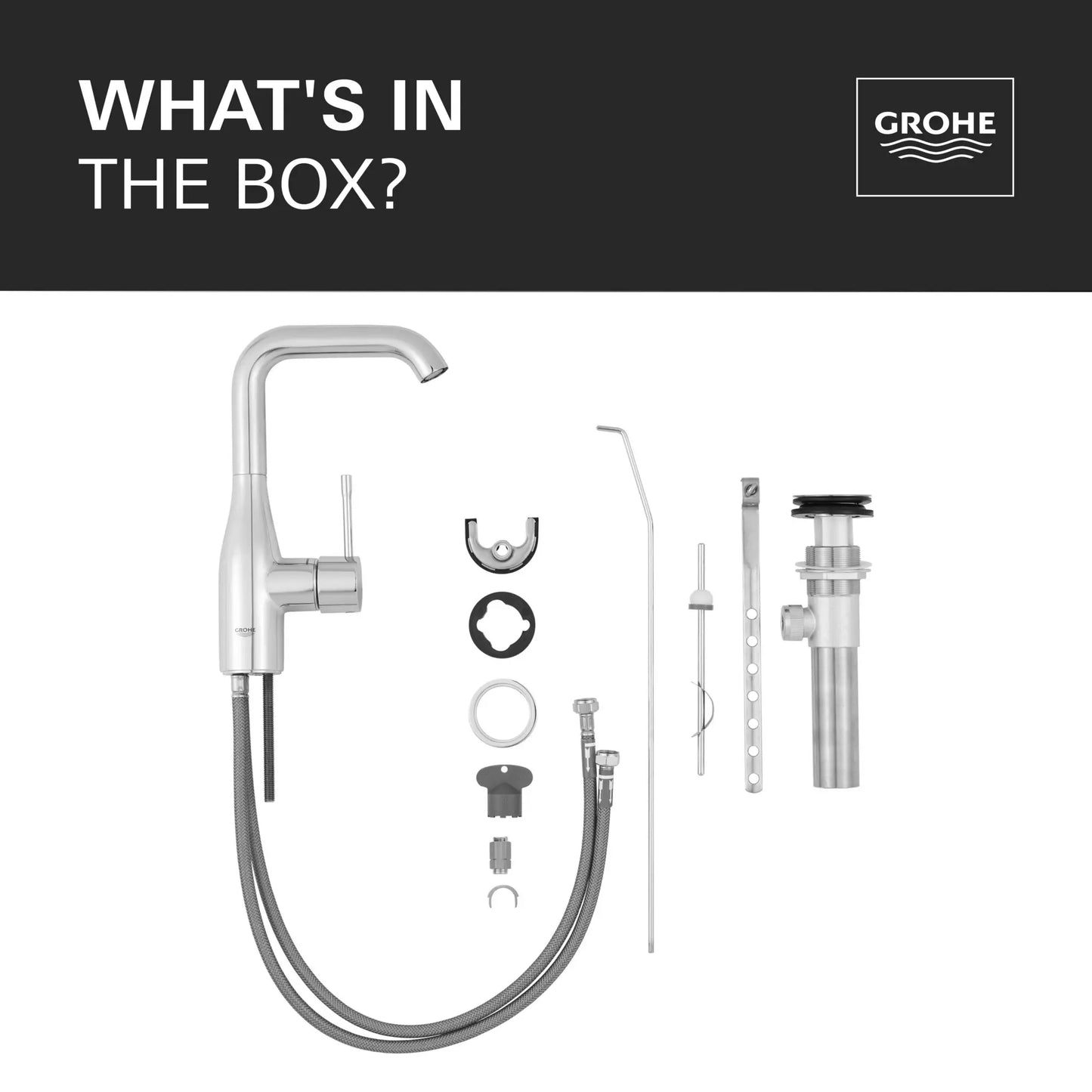 Grohe Essence New Single Hole Single-Handle L-Size Bathroom Faucet 4.5 L/Min (1.2 Gpm)