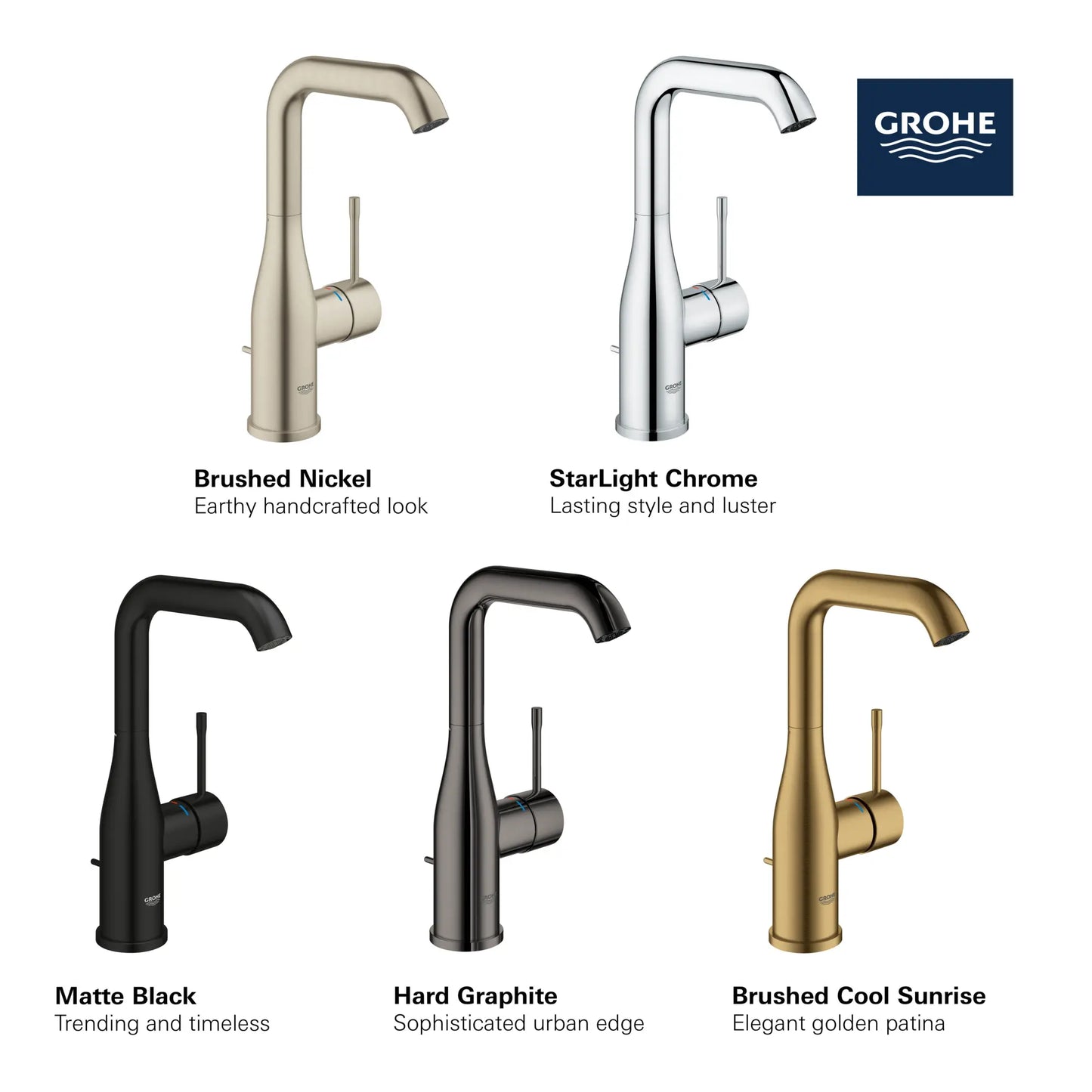 Grohe Essence New Single Hole Single-Handle L-Size Bathroom Faucet 4.5 L/Min (1.2 Gpm)