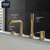 Grohe Essence New 4-Hole Single-Handle Deck Mount Roman Tub Faucet With 6.6 L/Min (1.75 Gpm) Hand Shower