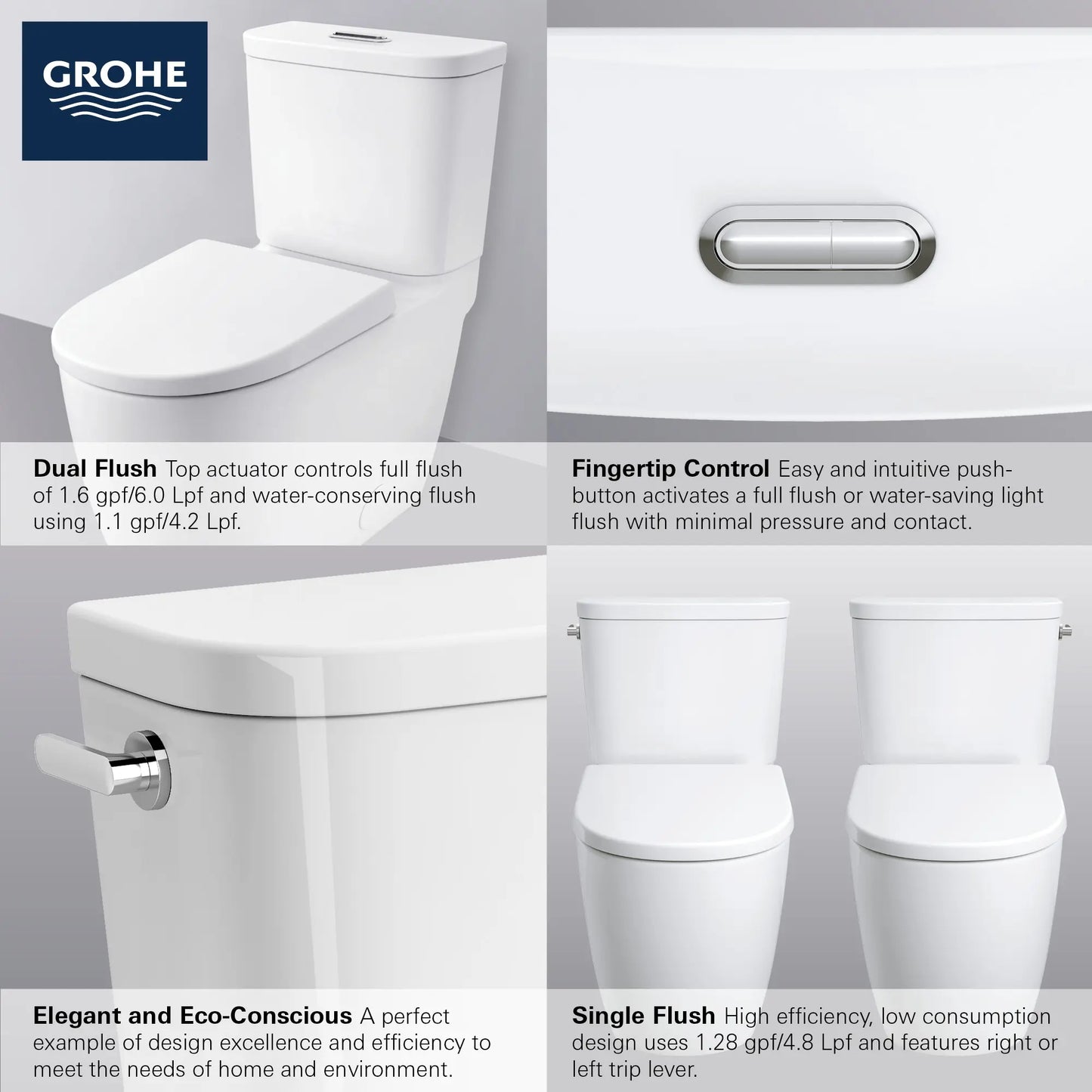 Essence Two-Piece Right Height Elongated Single Flush Toilet 1.28 Gpf