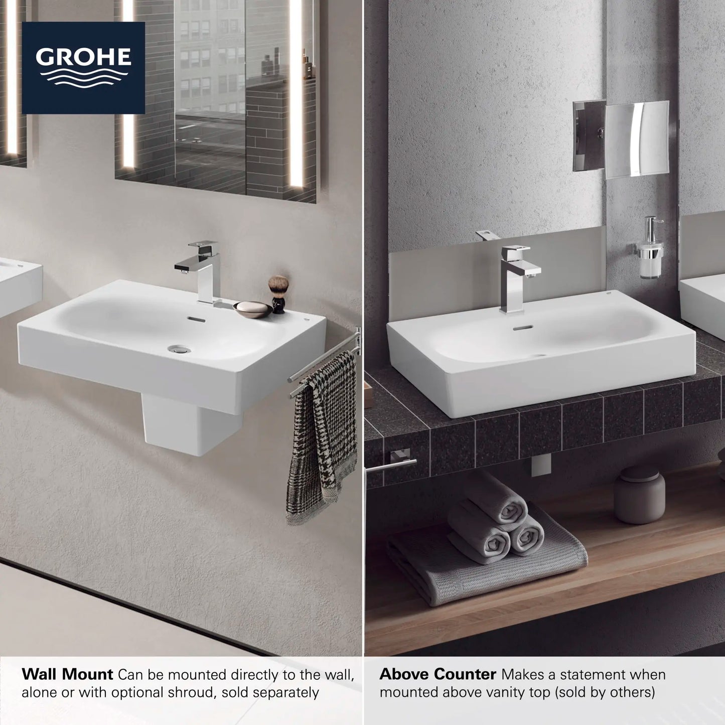 Grohe EUROCUBE® Wall Mount 24” Bathroom Sink, 3-Hole