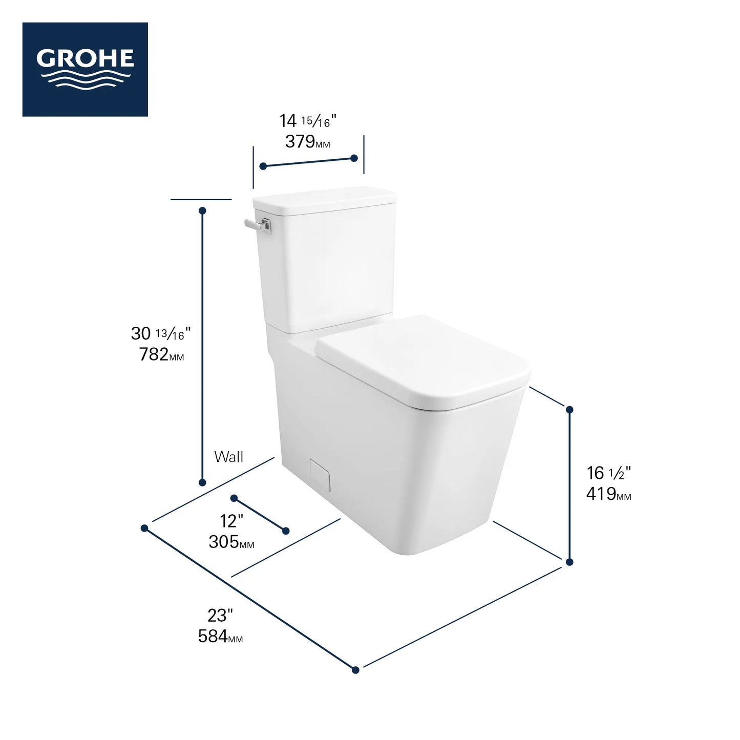 Grohe Eurocube Two-Piece Right Height Elongated Single Flush Toilet 1.28 GPF