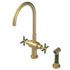 Rubinet Two Handle Single Hole Kitchen Set with LaSalle Spout with Hand Spray Satin Brass