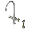Rubinet Two Handle Single Hole Kitchen Set with LaSalle Spout with Hand Spray Polished Nickel