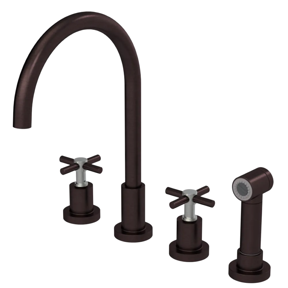 Rubinet Widespread Kitchen Set with LaSalle Spout with Hand Spray Oil Rubbed Bronze