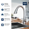 Grohe Zedra Single-Handle Pull Down Triple Spray Bar Faucet 6.6 L/Min - Golzar Home