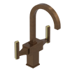 Rubinet Single Hole Dual Handle Lav. Set. (less drain) Tuscan Brass