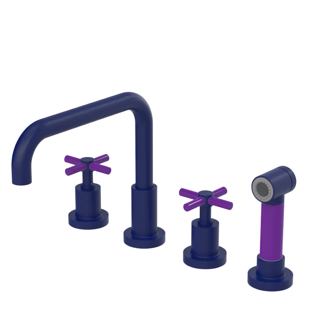 Rubinet Widespread Kitchen Set with Hand Spray Midnight Blue