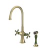 Rubinet Two Handle Single Hole Kitchen Set with Hand Spray Natural Brass