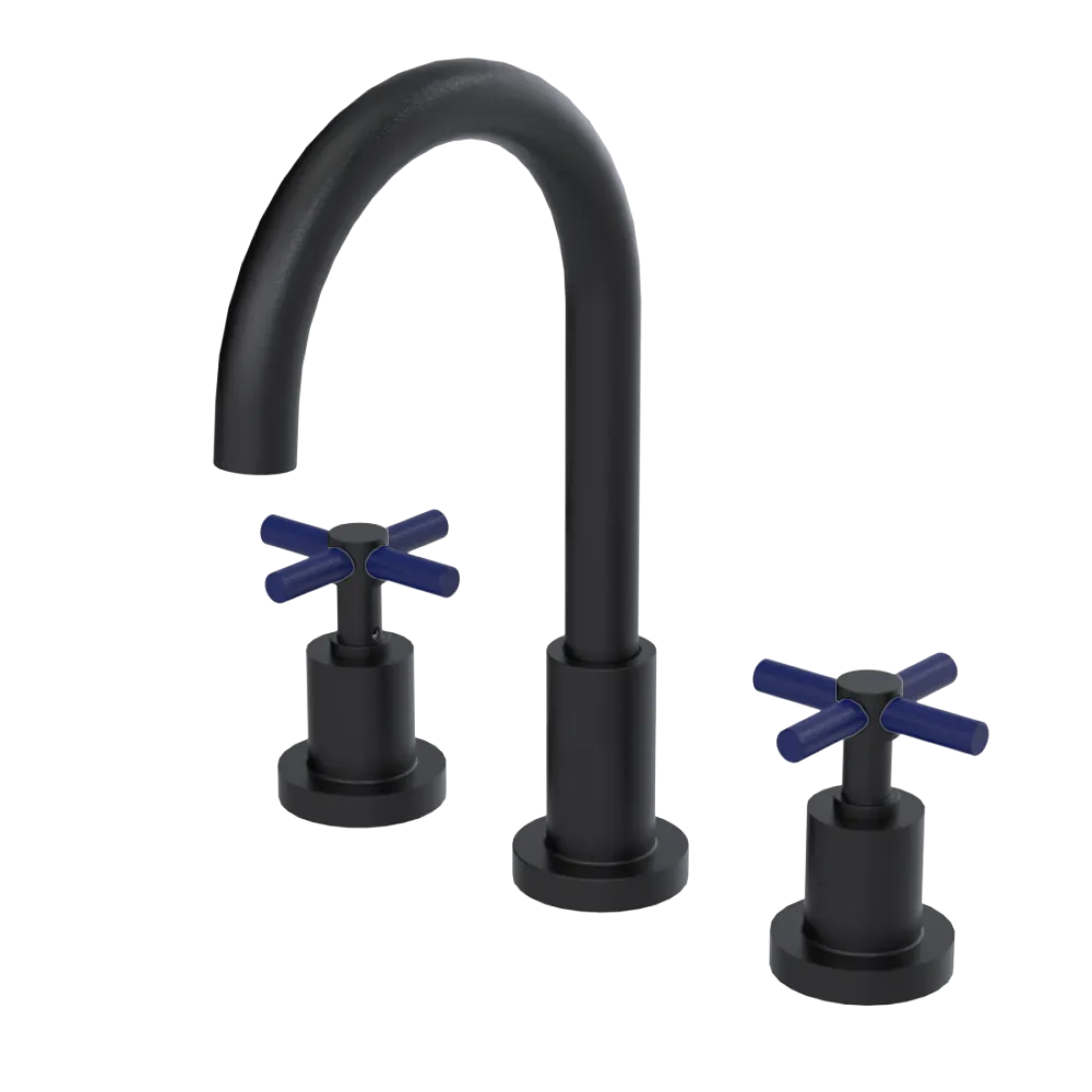 Rubinet Widespread Kitchen Set with LaSalle Spout Matt Black
