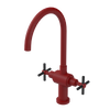 Rubinet Two Handle Single Hole Kitchen Set with LaSalle Spout Maroon