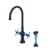Rubinet Two Handle Single Hole Kitchen Set with Hand Spray Midnight Blue
