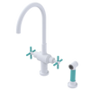 Rubinet Two Handle Single Hole Kitchen Set with LaSalle Spout with Hand Spray Matt White