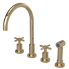 Rubinet Widespread Kitchen Set with LaSalle Spout with Hand Spray Gold