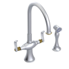 Rubinet Two Handle Single Hole Kitchen Set with Hand Spray Satin Chrome