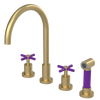 Rubinet Widespread Kitchen Set with LaSalle Spout with Hand Spray Satin Brass