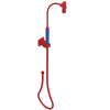 Rubinet Hand Held Shower Bidet with Extended Reach & Dual Function Spray Including Wall Bracket with Supply & Hose (Square) Red
