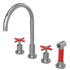 Rubinet Widespread Kitchen Set with LaSalle Spout with Hand Spray Satin Nickel