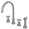 Rubinet Widespread Kitchen Set with LaSalle Spout with Hand Spray Satin Nickel