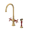 Rubinet Two Handle Single Hole Kitchen Set with Hand Spray Gold