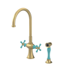 Rubinet Two Handle Single Hole Kitchen Set with Hand Spray Satin Brass