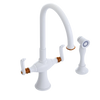 Rubinet Two Handle Single Hole Kitchen Set with Hand Spray White