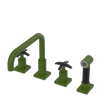 Rubinet Widespread Kitchen Set with Genesis Spout with Hand Spray Green Envy
